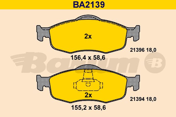 BARUM stabdžių trinkelių rinkinys, diskinis stabdys BA2139