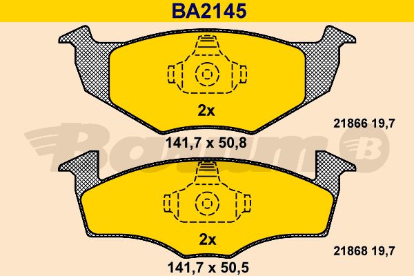 BARUM stabdžių trinkelių rinkinys, diskinis stabdys BA2145