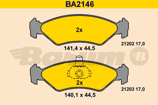 BARUM stabdžių trinkelių rinkinys, diskinis stabdys BA2146
