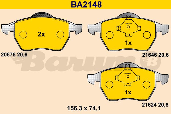 BARUM Комплект тормозных колодок, дисковый тормоз BA2148