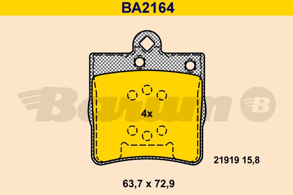 BARUM Комплект тормозных колодок, дисковый тормоз BA2164