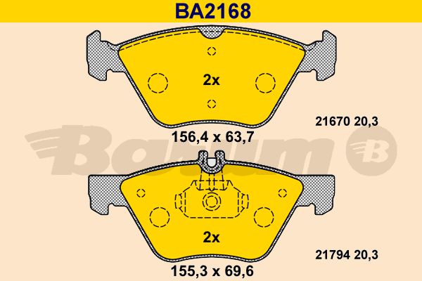 BARUM stabdžių trinkelių rinkinys, diskinis stabdys BA2168