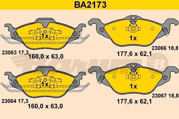 BARUM Комплект тормозных колодок, дисковый тормоз BA2173