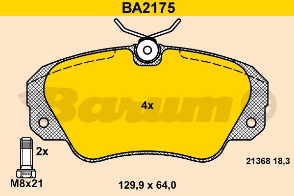 BARUM stabdžių trinkelių rinkinys, diskinis stabdys BA2175