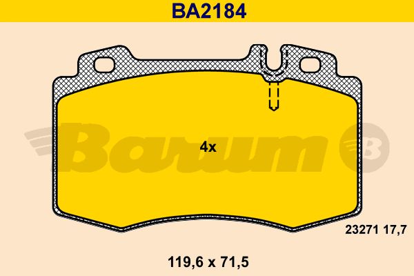 BARUM stabdžių trinkelių rinkinys, diskinis stabdys BA2184