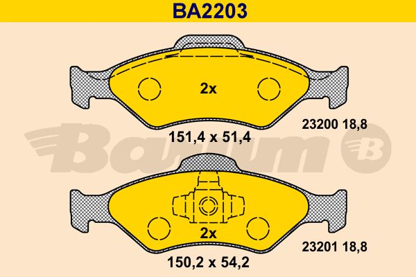 BARUM Комплект тормозных колодок, дисковый тормоз BA2203