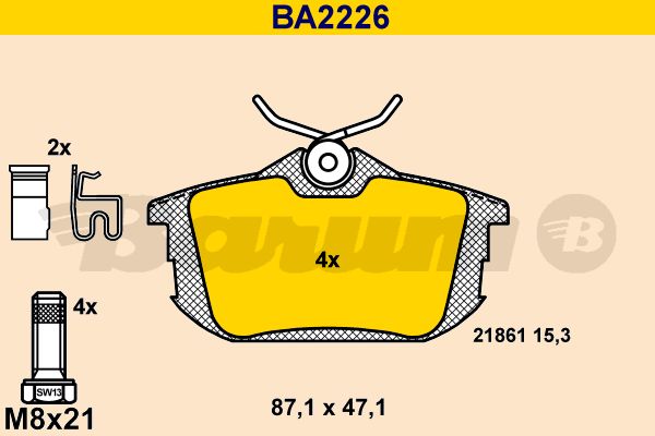 BARUM Комплект тормозных колодок, дисковый тормоз BA2226