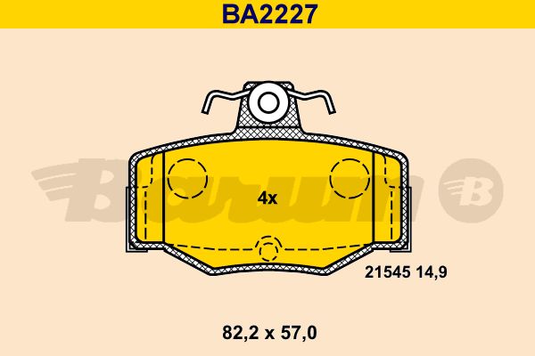BARUM stabdžių trinkelių rinkinys, diskinis stabdys BA2227