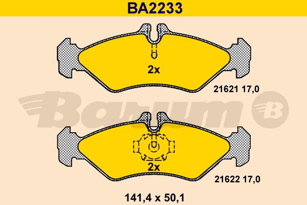 BARUM stabdžių trinkelių rinkinys, diskinis stabdys BA2233