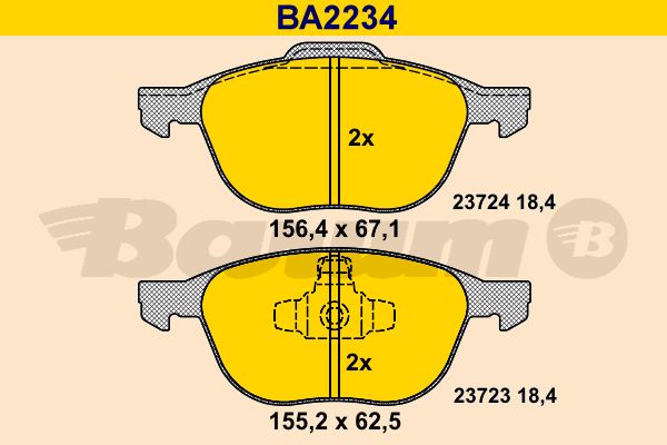 BARUM stabdžių trinkelių rinkinys, diskinis stabdys BA2234