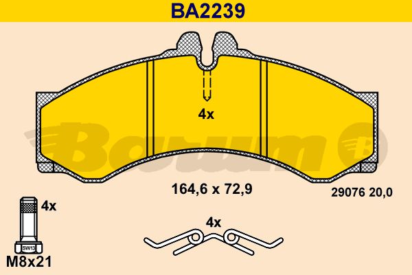 BARUM stabdžių trinkelių rinkinys, diskinis stabdys BA2239