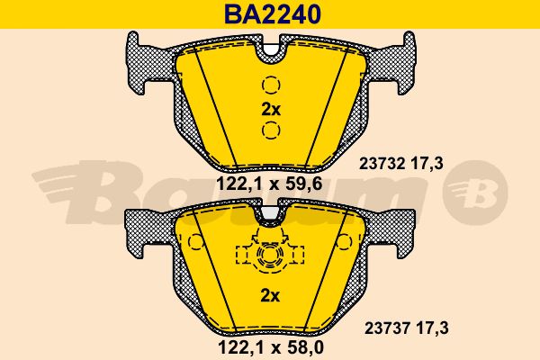 BARUM stabdžių trinkelių rinkinys, diskinis stabdys BA2240
