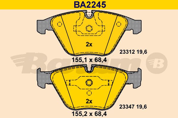BARUM stabdžių trinkelių rinkinys, diskinis stabdys BA2245