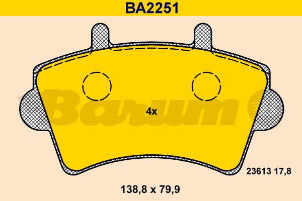 BARUM stabdžių trinkelių rinkinys, diskinis stabdys BA2251