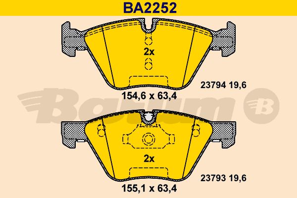 BARUM stabdžių trinkelių rinkinys, diskinis stabdys BA2252