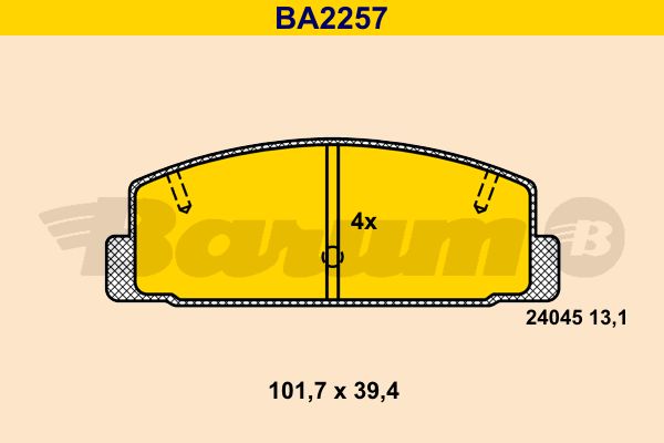 BARUM Комплект тормозных колодок, дисковый тормоз BA2257