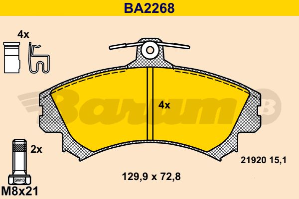 BARUM Комплект тормозных колодок, дисковый тормоз BA2268