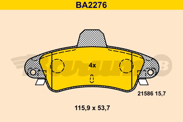 BARUM stabdžių trinkelių rinkinys, diskinis stabdys BA2276