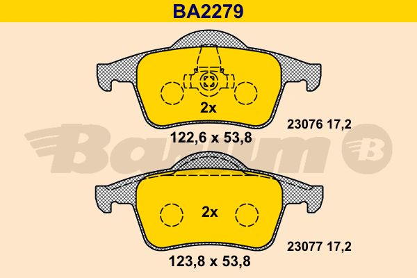 BARUM stabdžių trinkelių rinkinys, diskinis stabdys BA2279