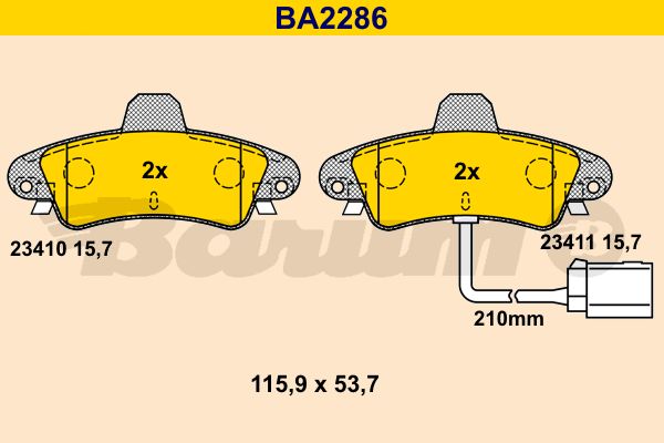 BARUM Комплект тормозных колодок, дисковый тормоз BA2286