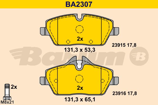 BARUM Комплект тормозных колодок, дисковый тормоз BA2307