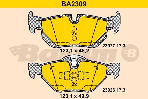 BARUM Комплект тормозных колодок, дисковый тормоз BA2309