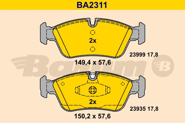 BARUM Комплект тормозных колодок, дисковый тормоз BA2311
