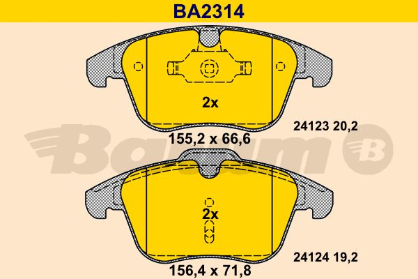 BARUM Комплект тормозных колодок, дисковый тормоз BA2314