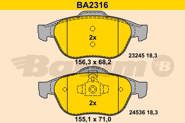 BARUM Комплект тормозных колодок, дисковый тормоз BA2316