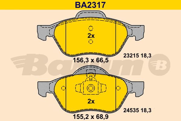 BARUM stabdžių trinkelių rinkinys, diskinis stabdys BA2317