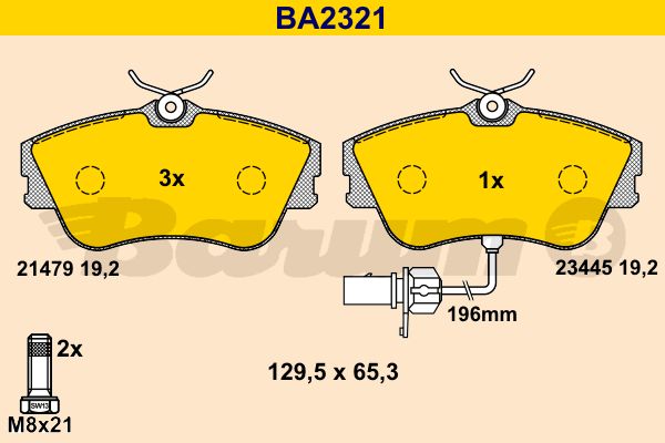 BARUM stabdžių trinkelių rinkinys, diskinis stabdys BA2321