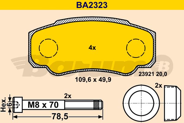 BARUM Комплект тормозных колодок, дисковый тормоз BA2323