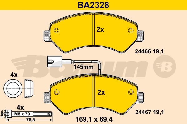 BARUM Комплект тормозных колодок, дисковый тормоз BA2328