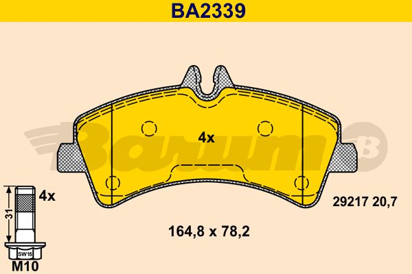 BARUM stabdžių trinkelių rinkinys, diskinis stabdys BA2339