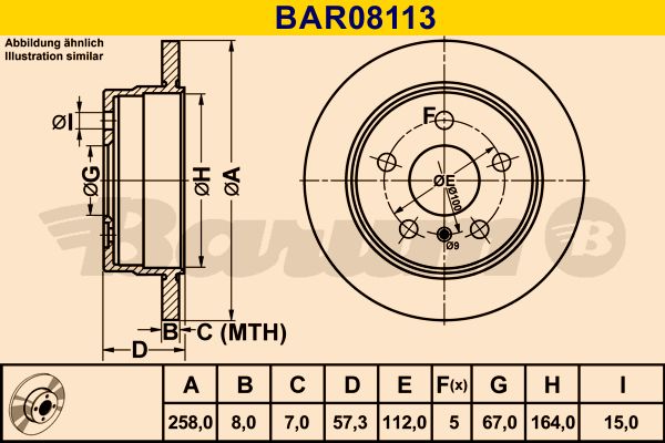 BARUM stabdžių diskas BAR08113