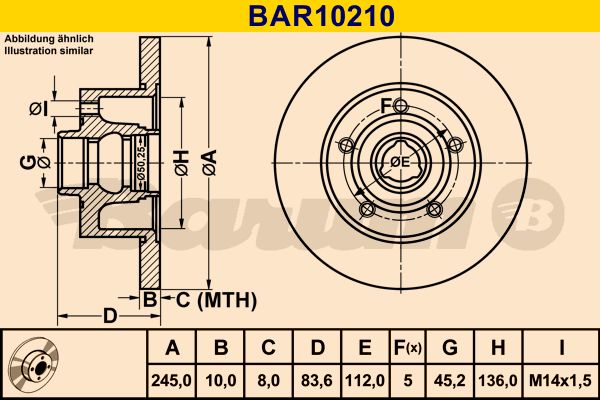 BARUM stabdžių diskas BAR10210