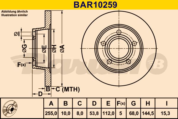 BARUM stabdžių diskas BAR10259