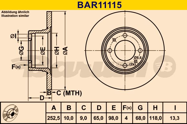 BARUM stabdžių diskas BAR11115