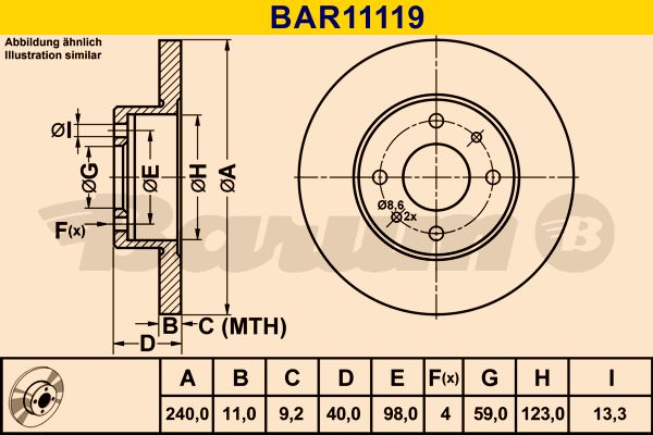 BARUM stabdžių diskas BAR11119