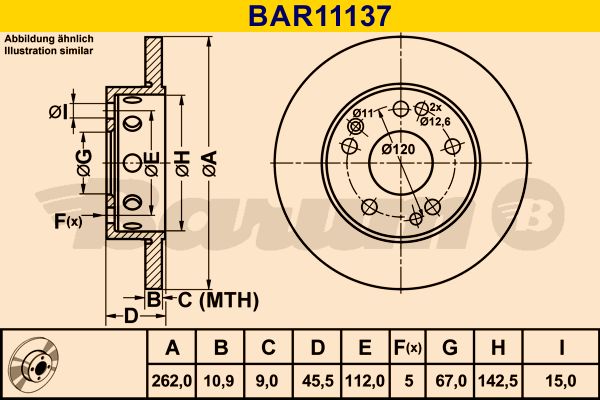 BARUM stabdžių diskas BAR11137