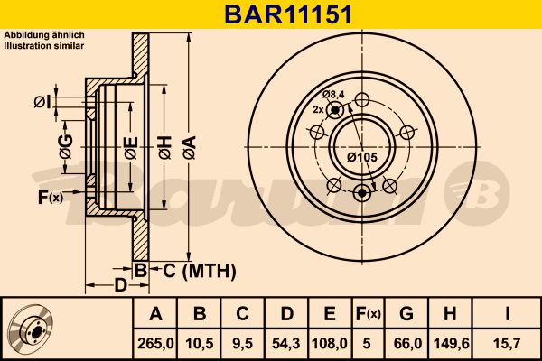 BARUM stabdžių diskas BAR11151