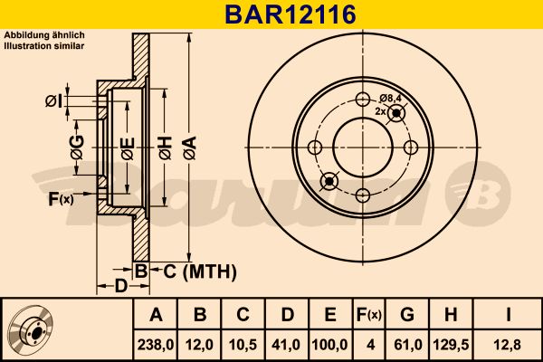 BARUM stabdžių diskas BAR12116