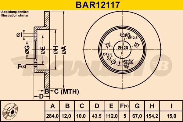 BARUM stabdžių diskas BAR12117