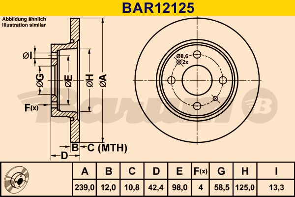 BARUM stabdžių diskas BAR12125