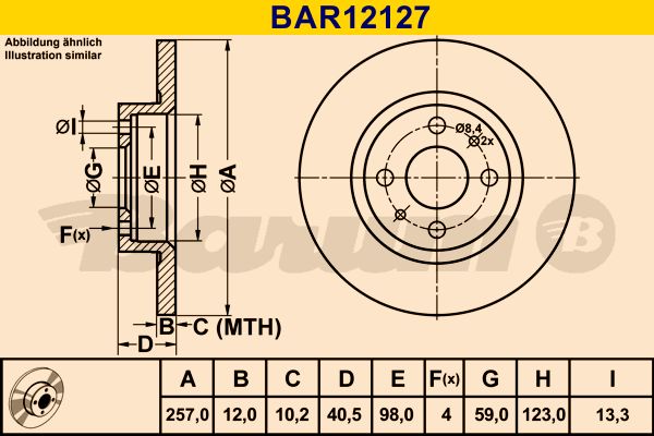 BARUM stabdžių diskas BAR12127