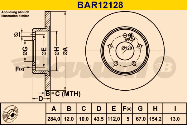 BARUM stabdžių diskas BAR12128