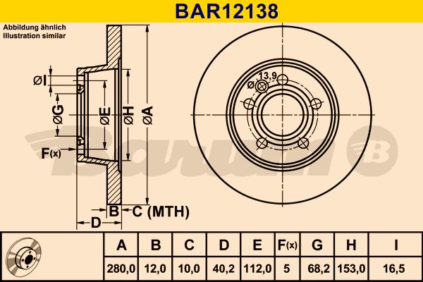 BARUM stabdžių diskas BAR12138