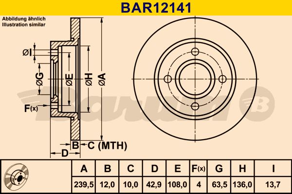 BARUM stabdžių diskas BAR12141