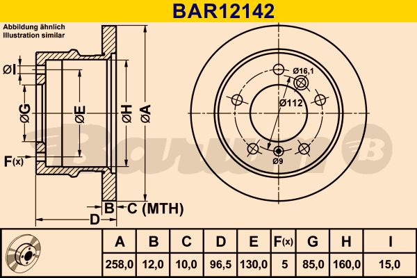 BARUM stabdžių diskas BAR12142