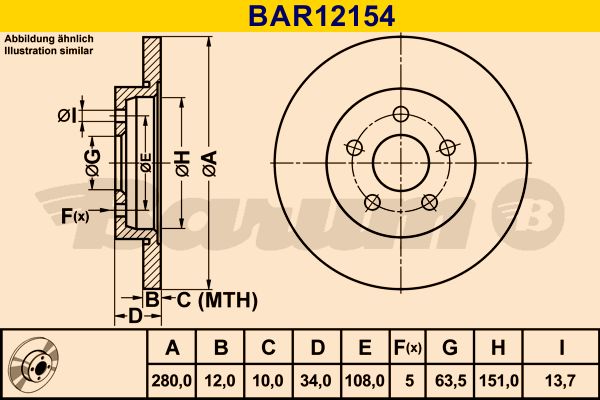 BARUM stabdžių diskas BAR12154